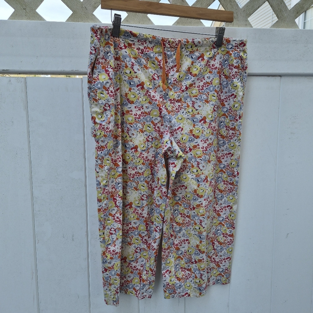 Dana Buchman Floral‎ Cargo Crop Pants Botanical Print Womens Size 4 Petite Multi